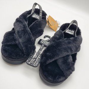 NEW! Madden NYC Women’s Faux Fur Crossband Platform Slippers Sz 10